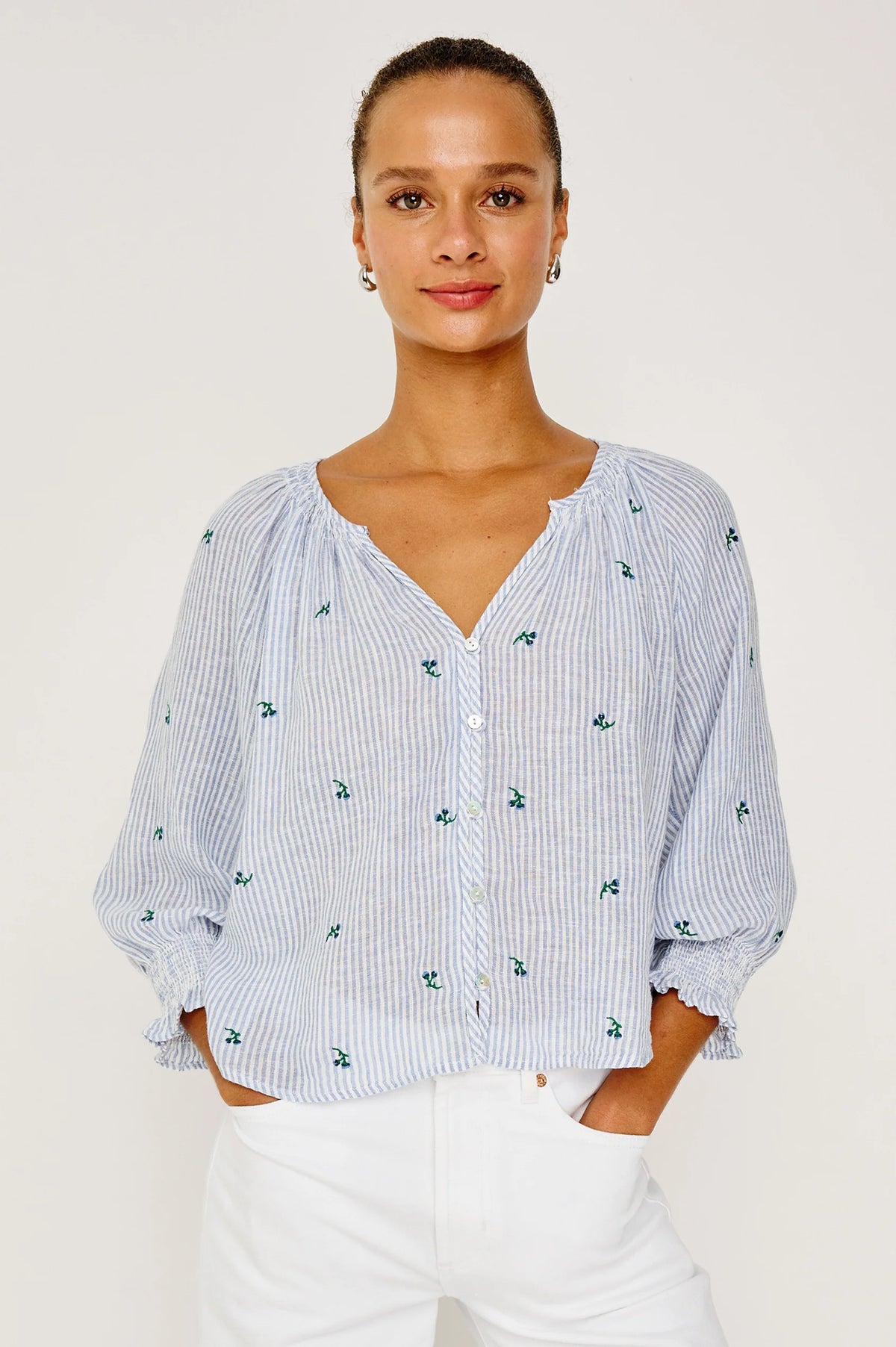 Mariah Top in Bluebell Embroidred