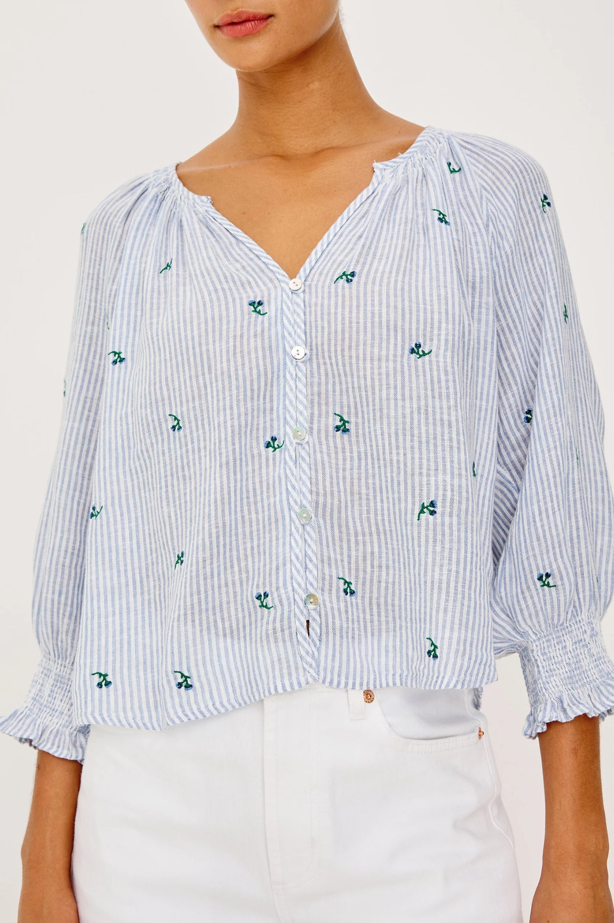 Mariah Top in Bluebell Embroidred
