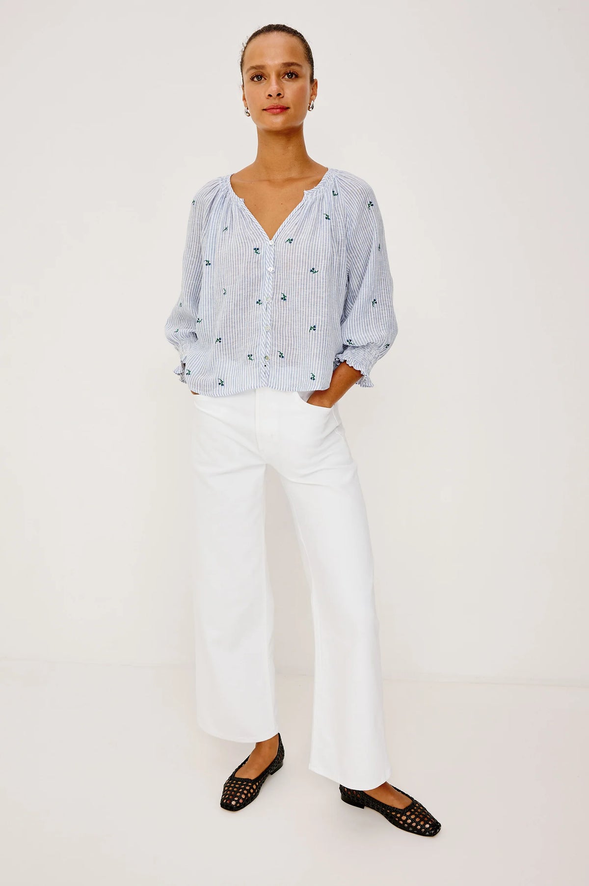 Mariah Top in Bluebell Embroidred