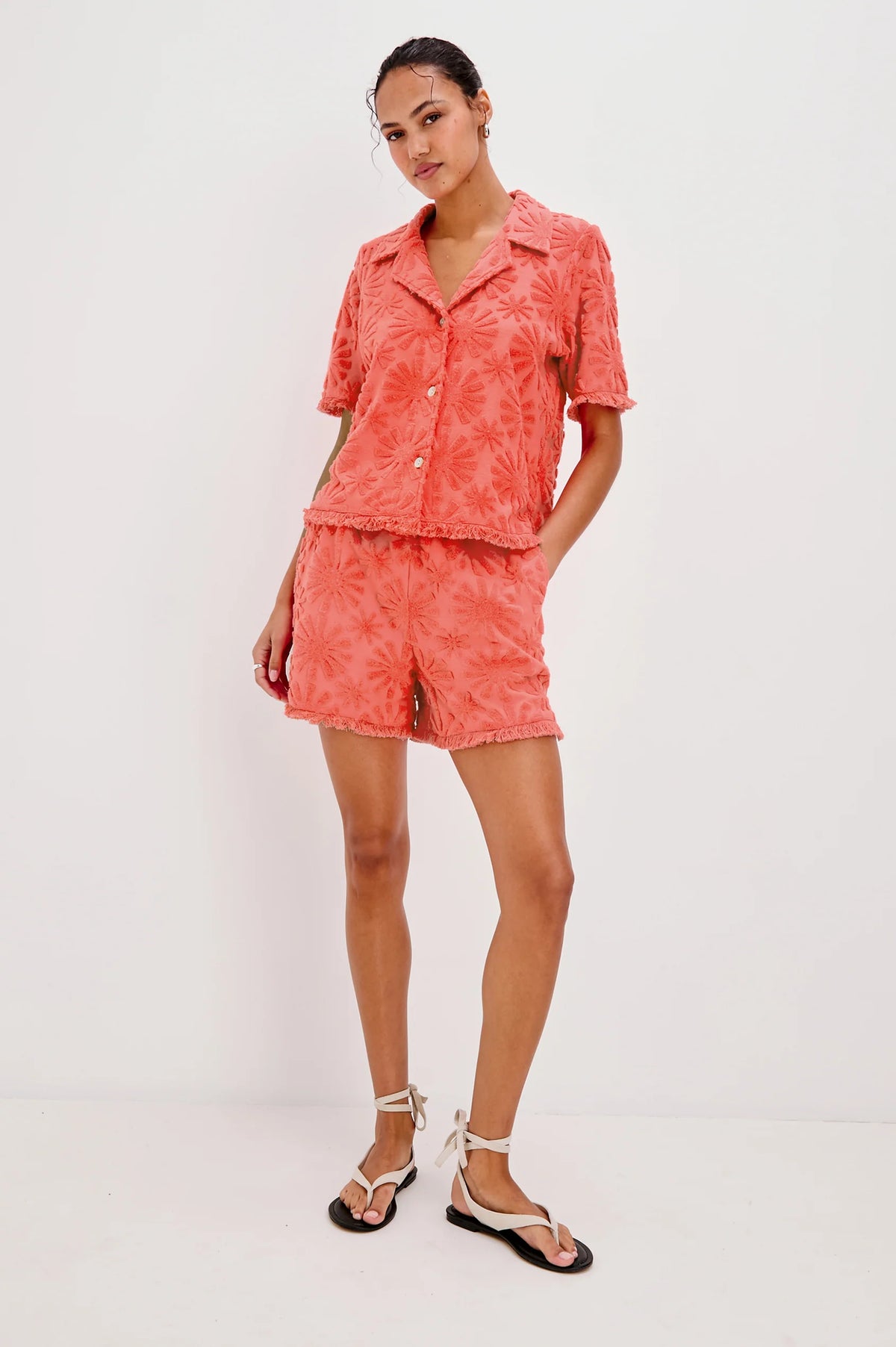 River Shorts in Red Sunburst
