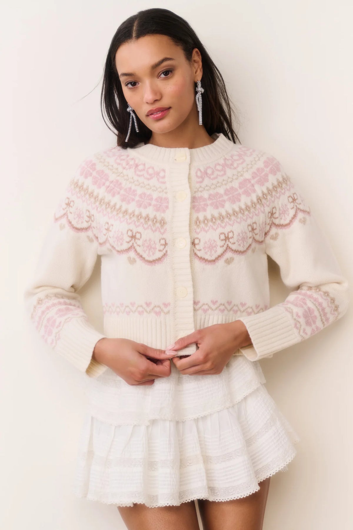 Shantae Cardigan in Pink Champagne at waterlilyshop