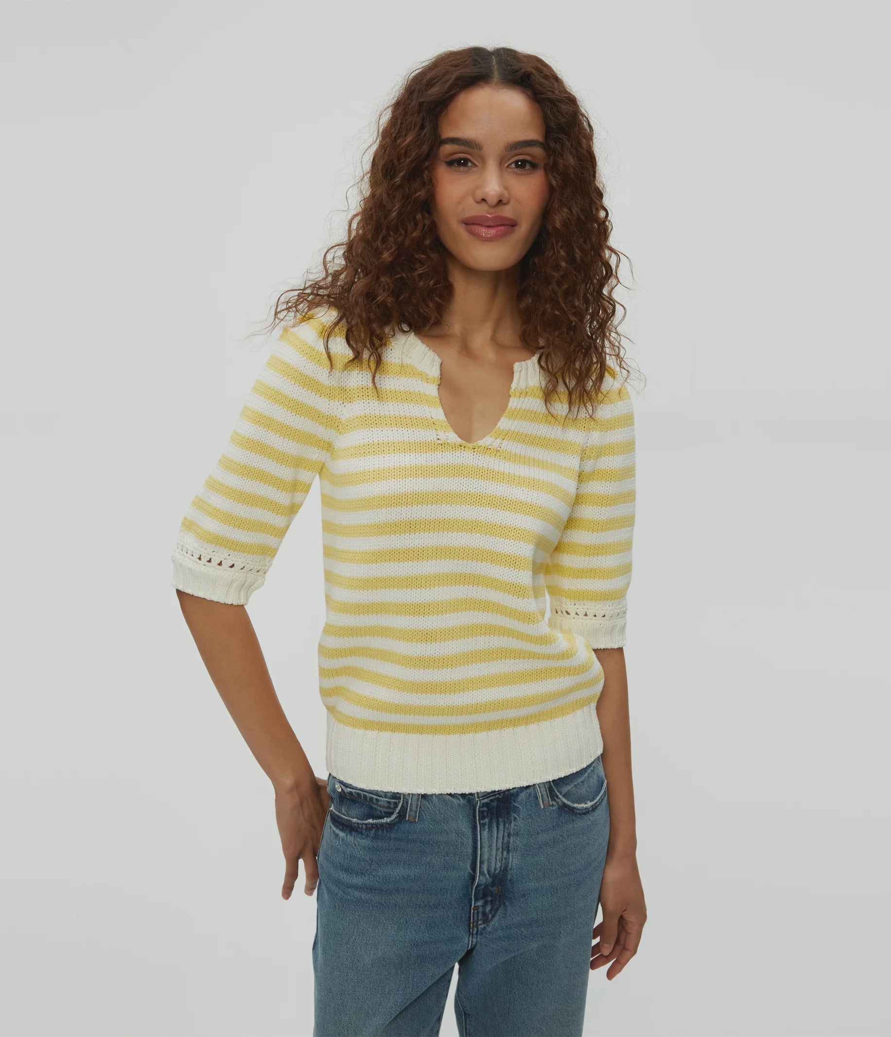 Michael Stars Rosanna Striped Puff Sleeve Sweater