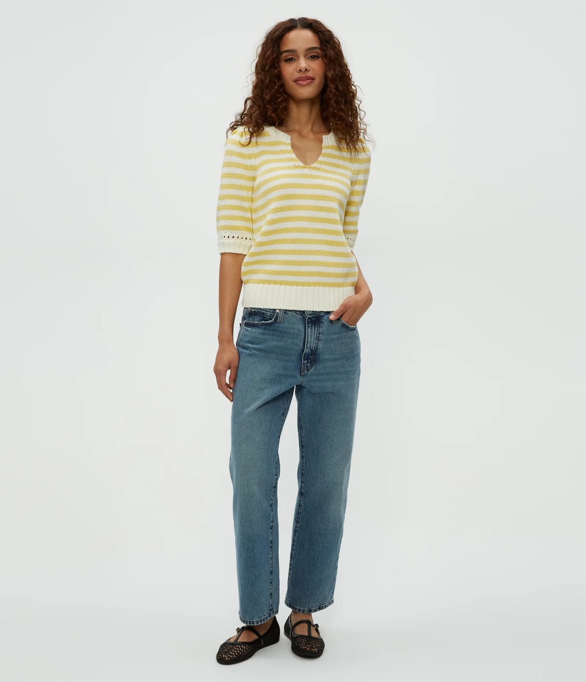 Michael Stars Rosanna Striped Puff Sleeve Sweater