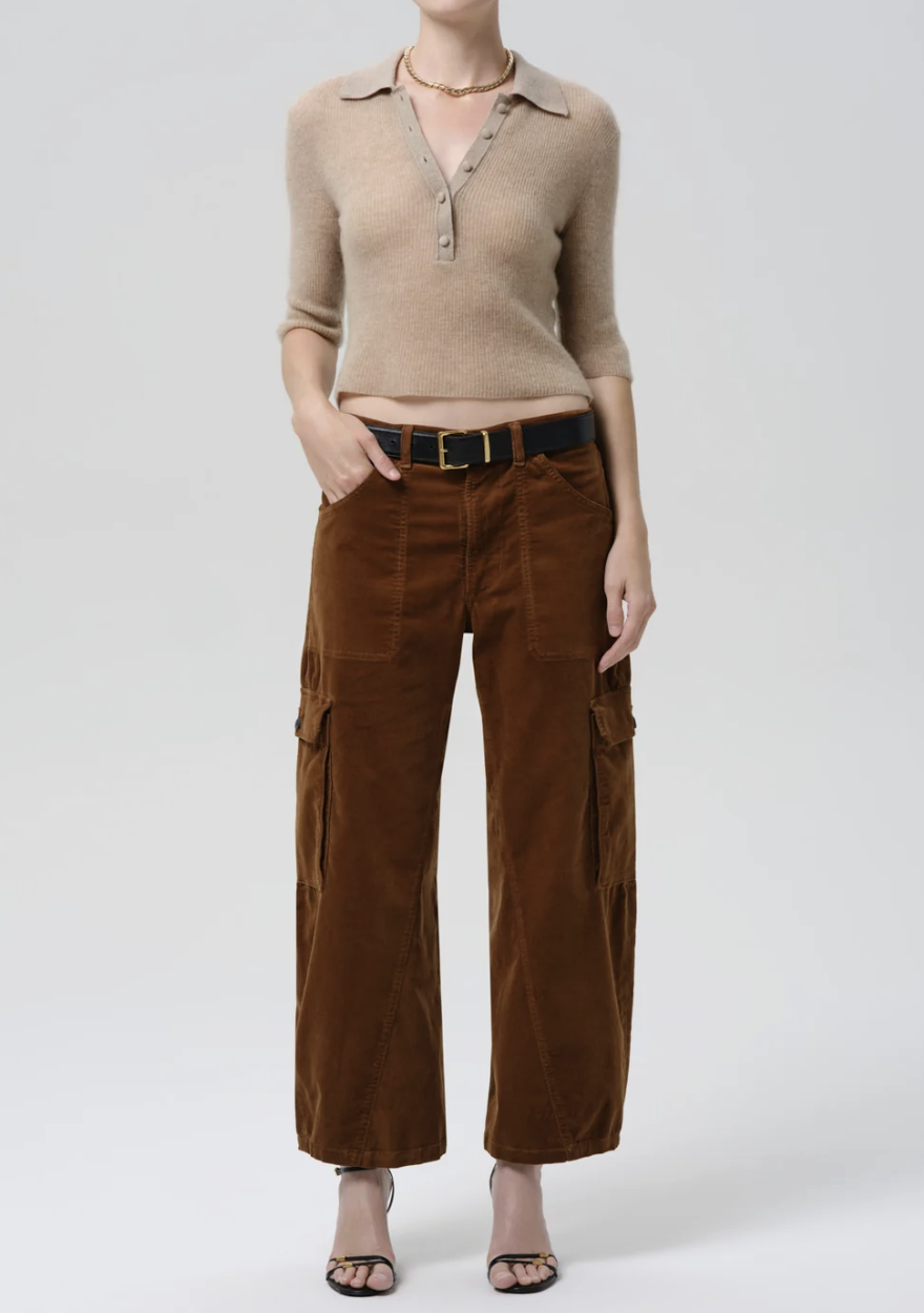 Thassos Twisted Seam Corduroy Pant in Manuka