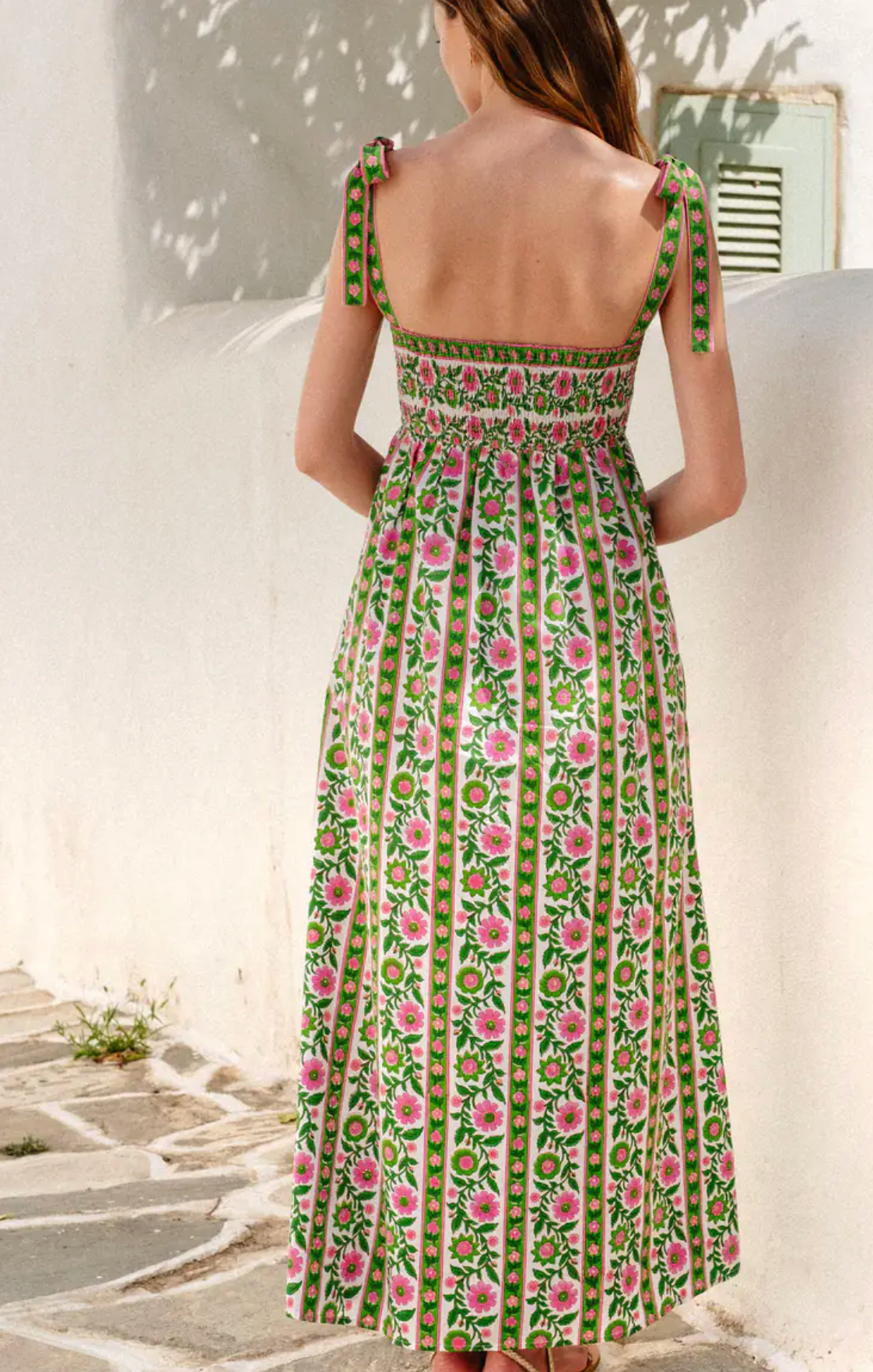 Mykonos Dress in Emerald Border