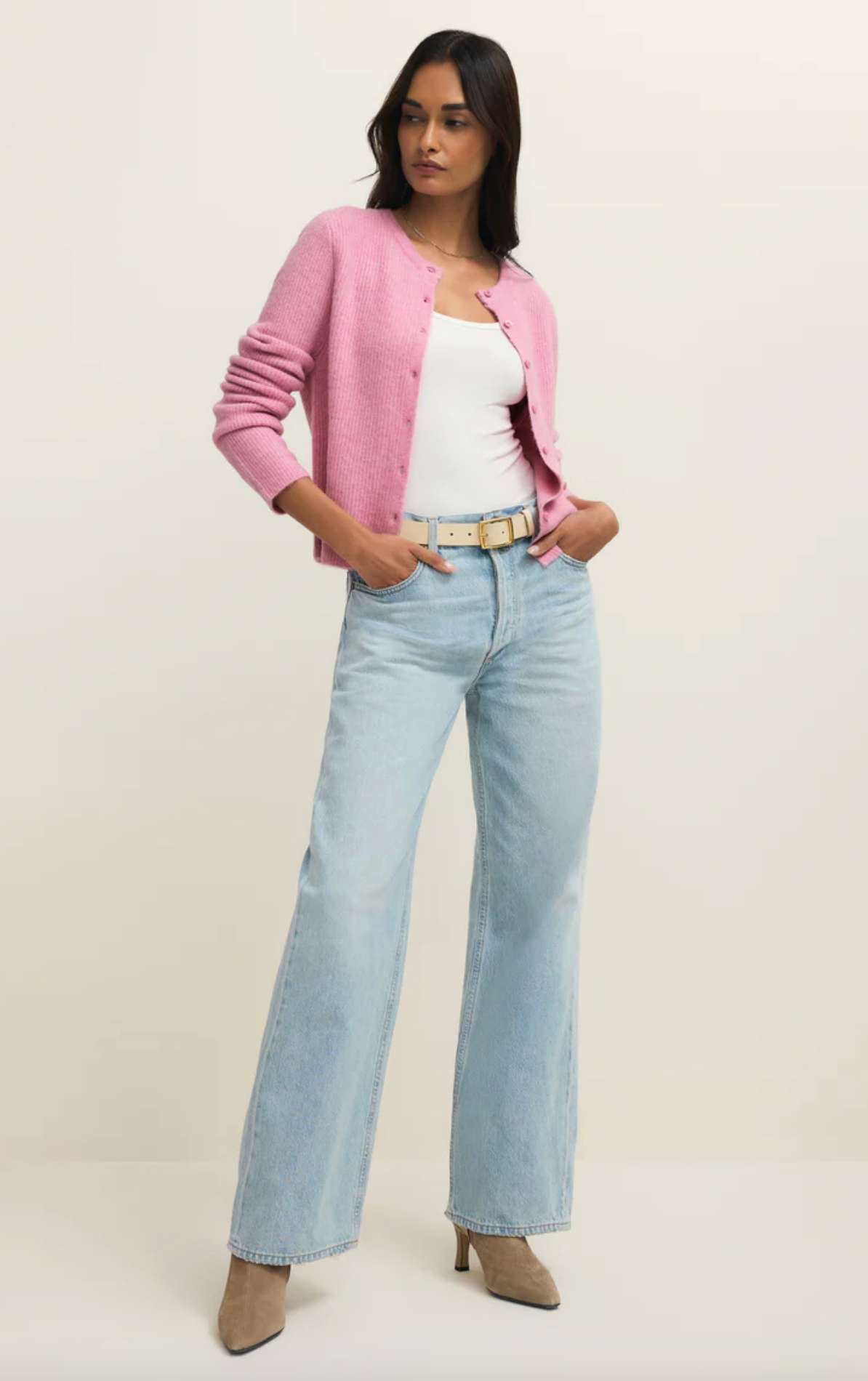 Medina Rib Cardi in Pink Crush