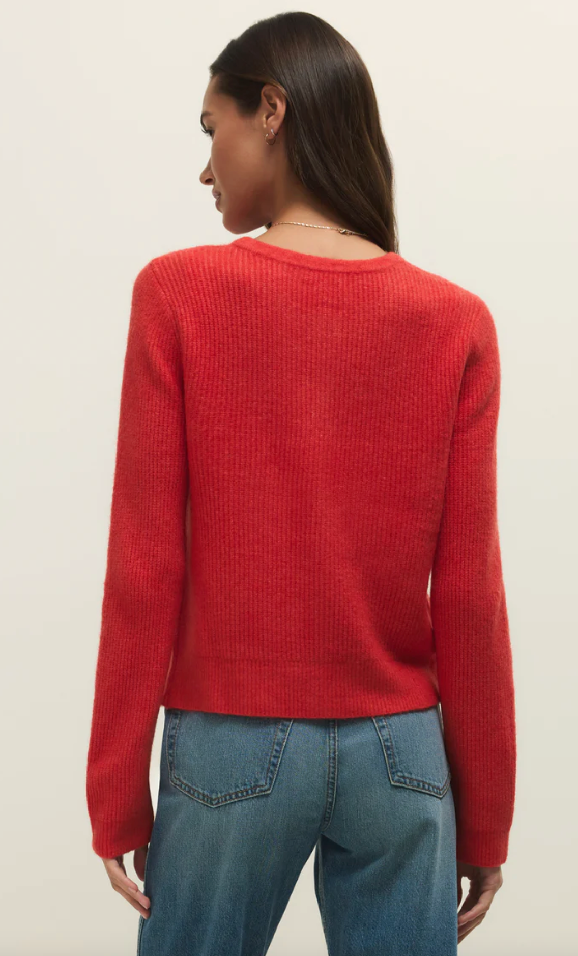 Medina Rib Cardi in Red Lotus