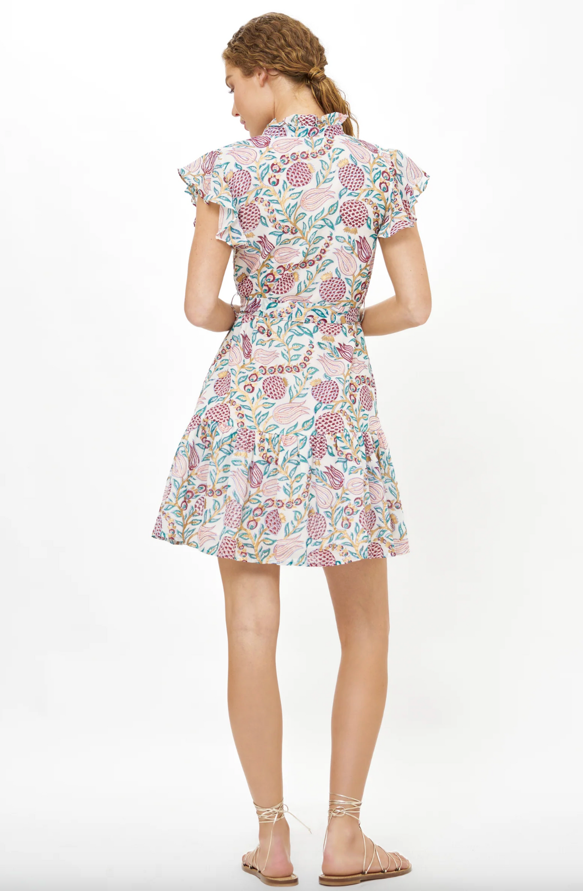 Ruffle Collar Button Mini in Tupi Teal