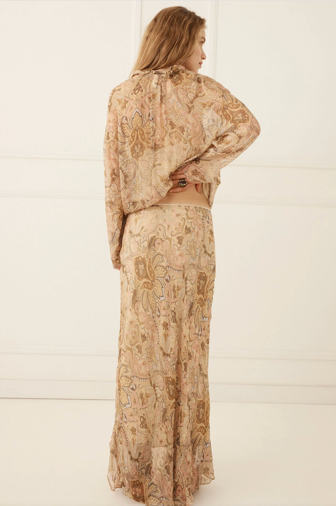 Damask Long Sleeve Blouse