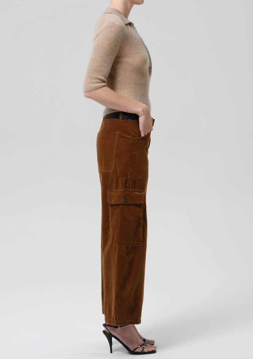 Thassos Twisted Seam Corduroy Pant in Manuka
