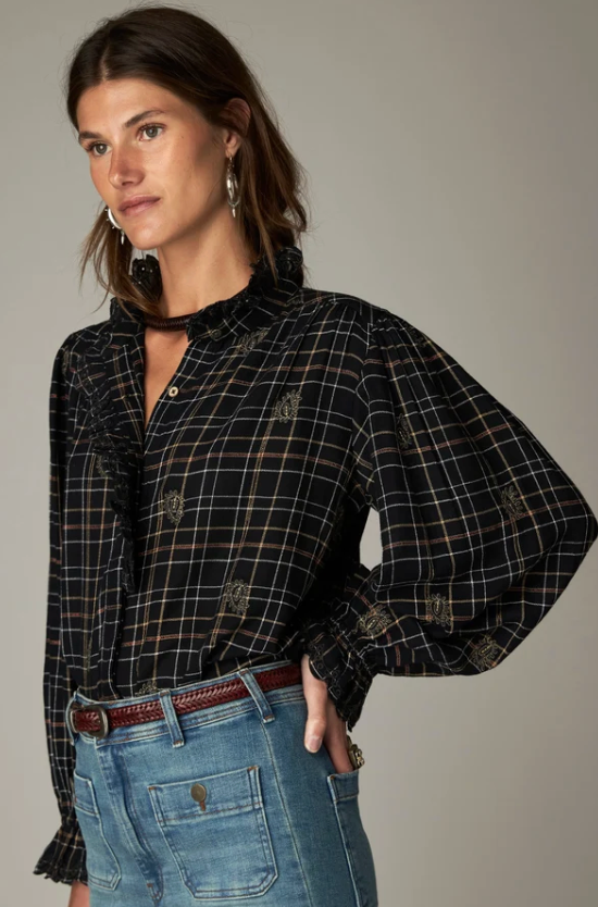 Coco Blouse in Noir Plaid