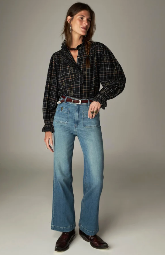 Coco Blouse in Noir Plaid