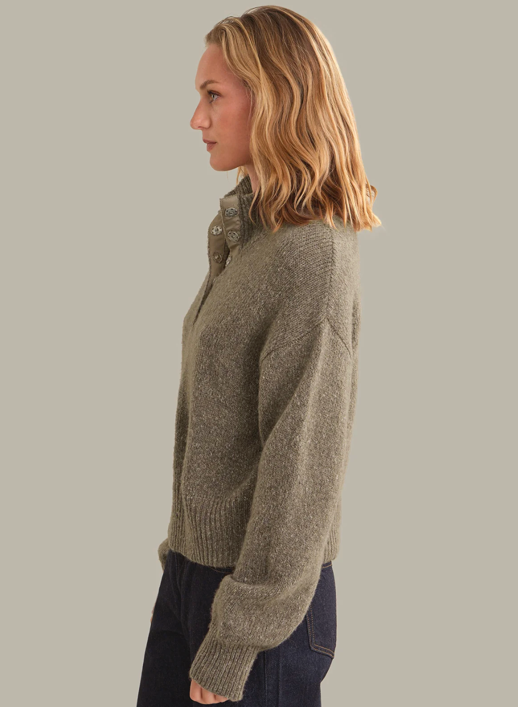 Boxy Snap Front Henley
