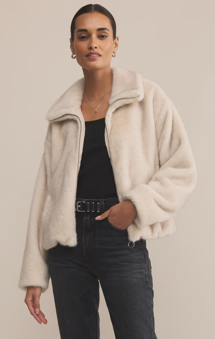 Amethyst Faux Fur Jacket by Z Supply at waterlilyshop.com
