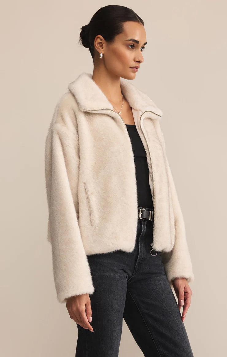 Amethyst Faux Fur Jacket by Z Supply at waterlilyshop.com