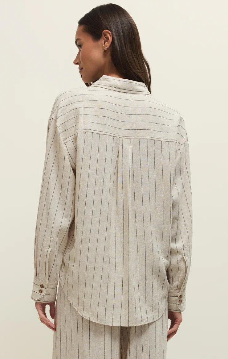 Z Supply's Alfie Striped Button Up Top at waterlilyshop.com