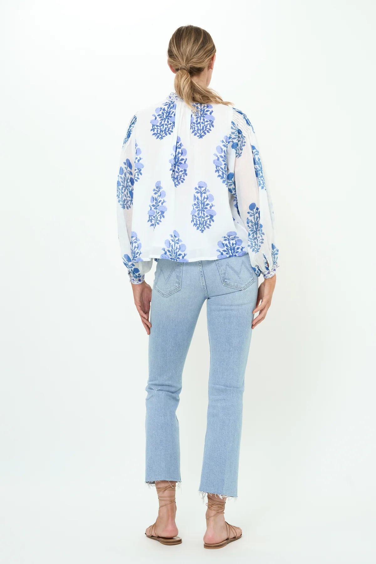 Mandarin Blouse in Salvia Blue