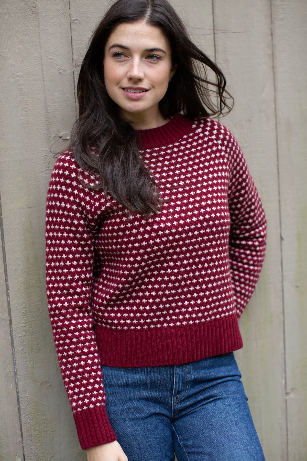 Lodge Sweater in Burgundy/Ivory