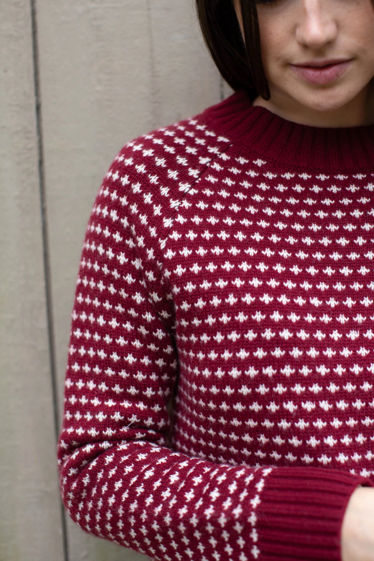 Lodge Sweater in Burgundy/Ivory