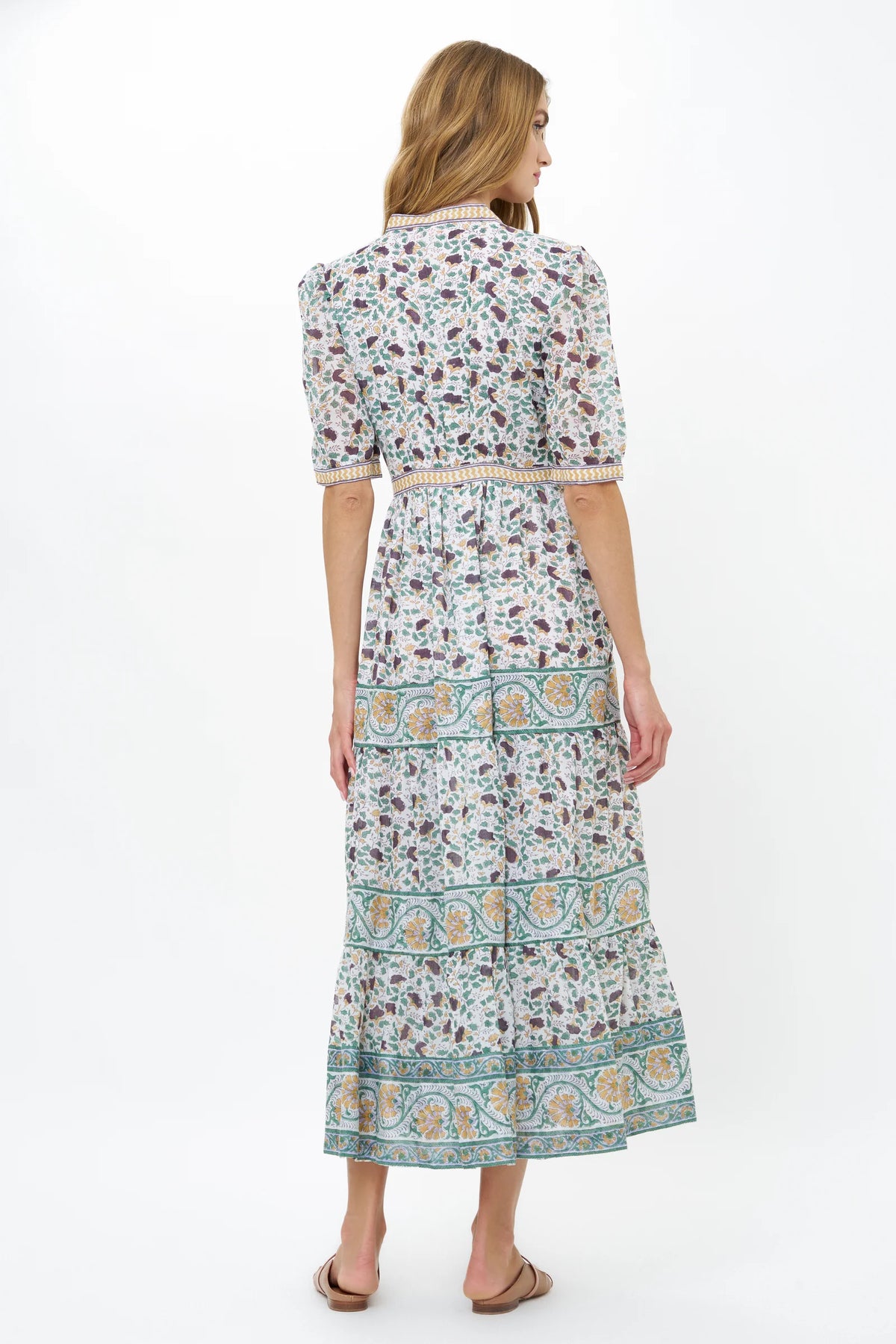 V Neck Cuffed Maxi Dress in Cotswald