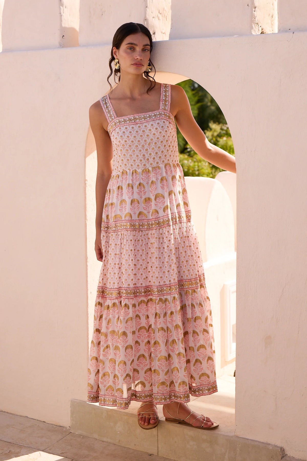 Arbor Coral Strappy Maxi Dress