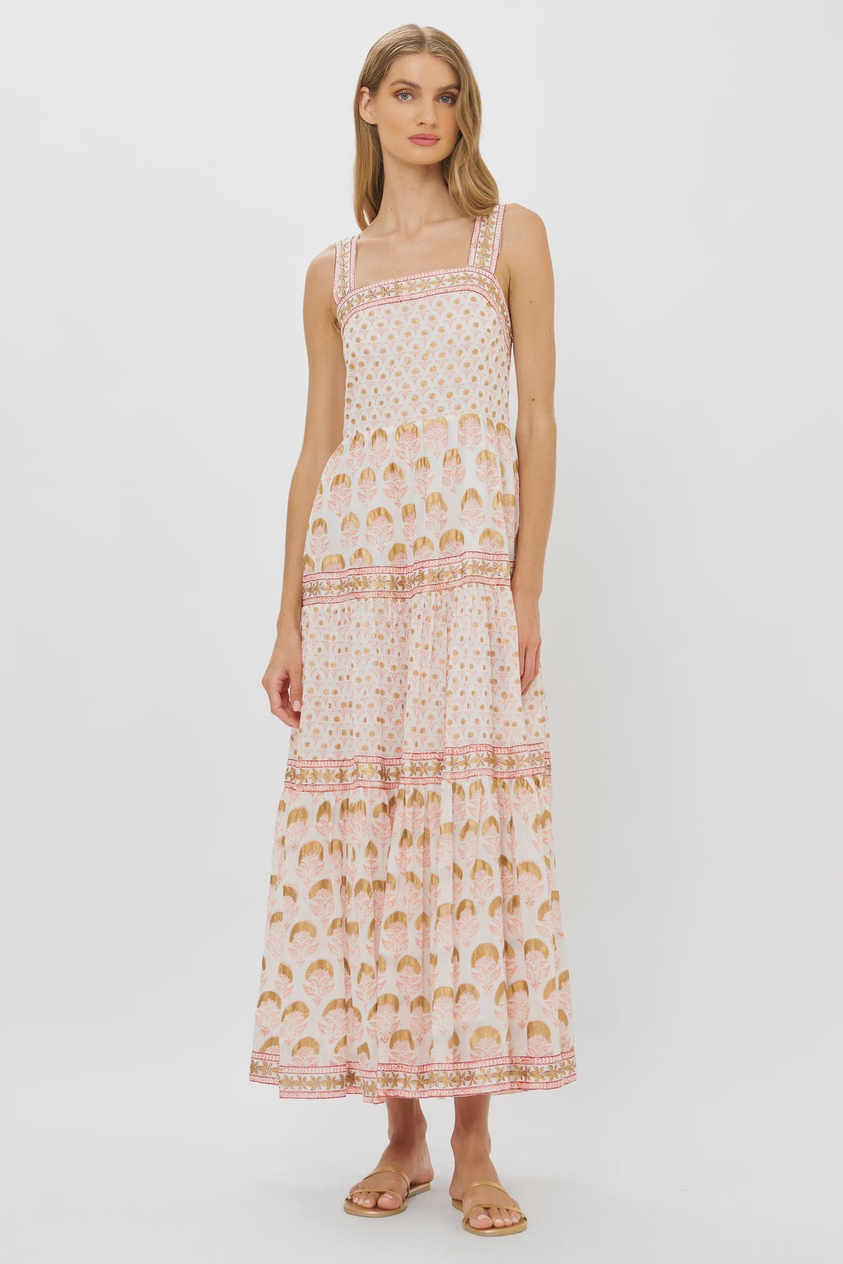 Arbor Coral Strappy Maxi Dress