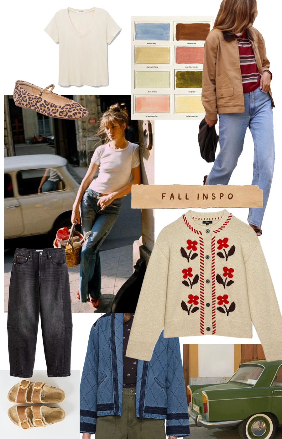 waterlily shop's fall inspo from heartloom, maison hotel, z supply, mother denim, perfect white tee, birkenstocks and more
