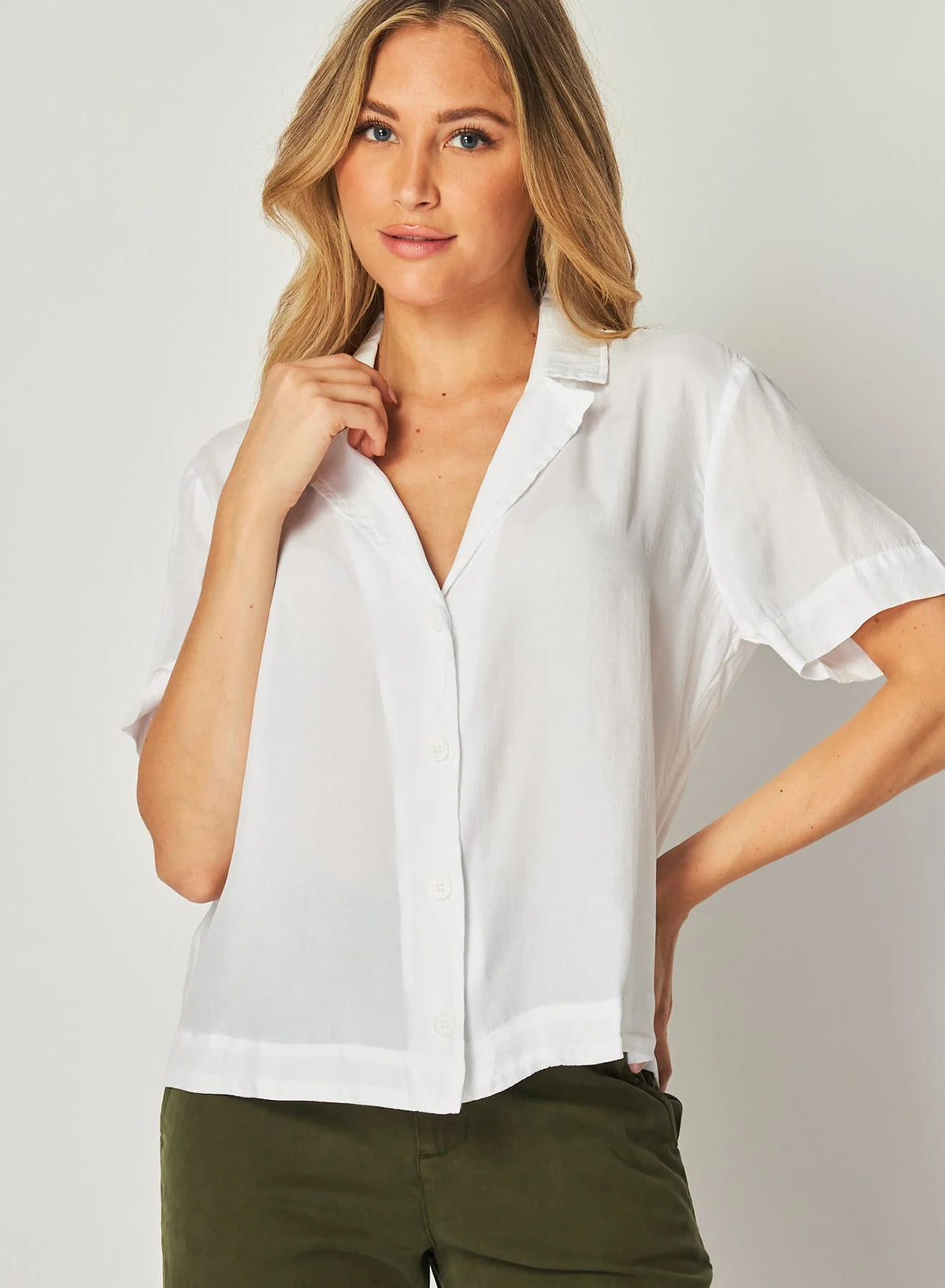 Short Sleeve Flowy Fall Button Down