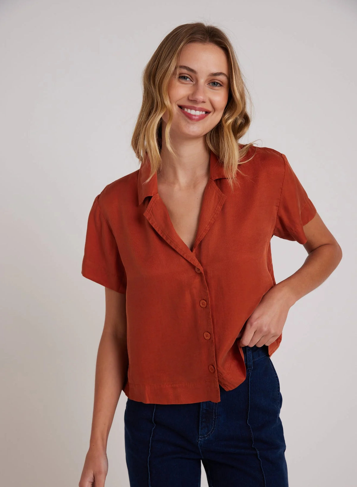 Short Sleeve Flowy Fall Button Down