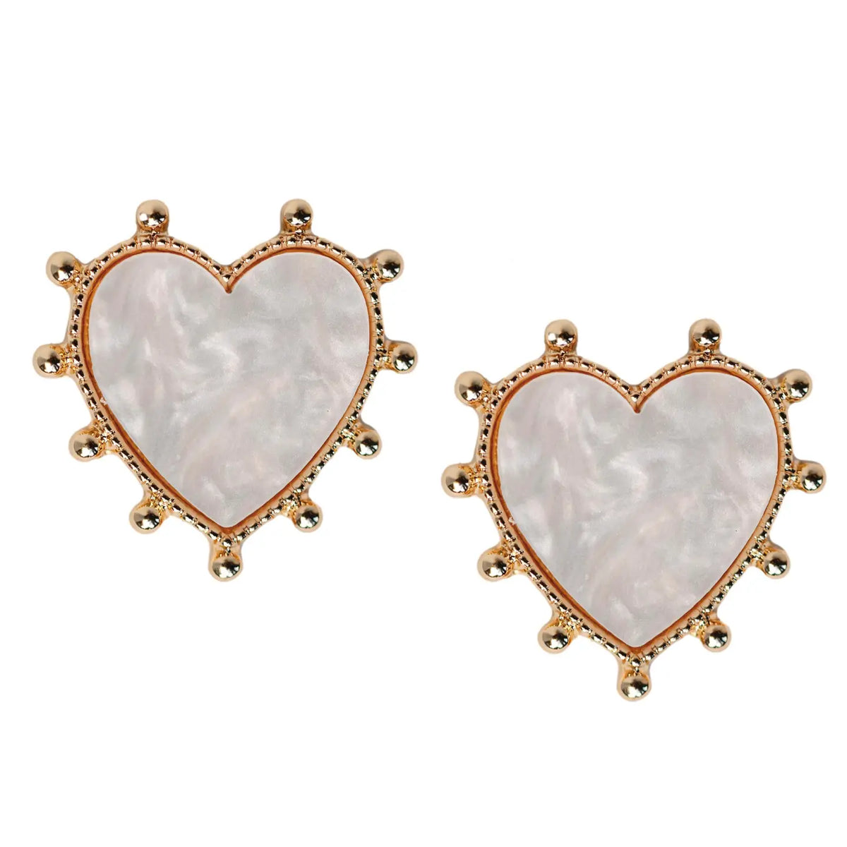 Gold Studded Pink Tortoise Heart Earring