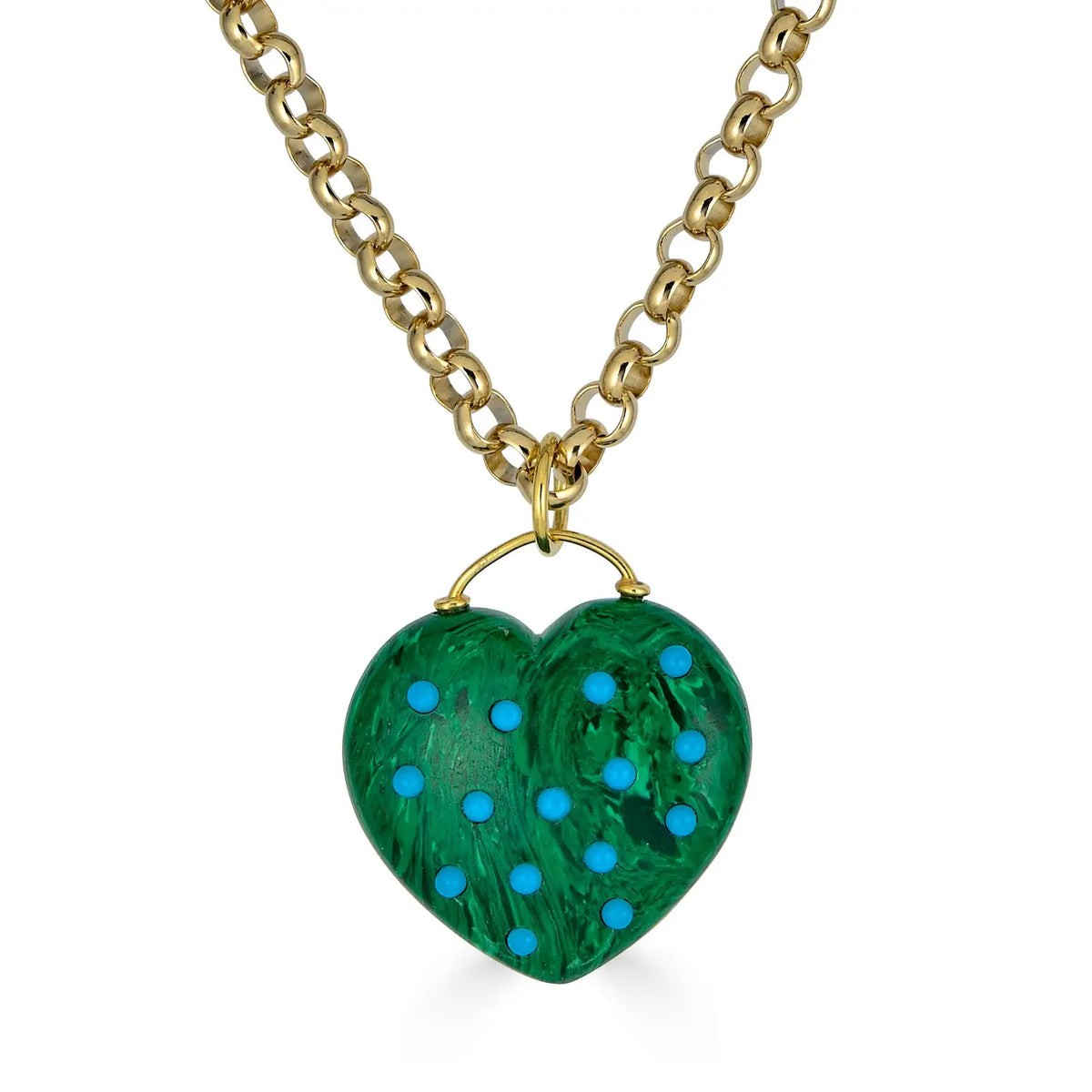 Malachite Heart w/Turq