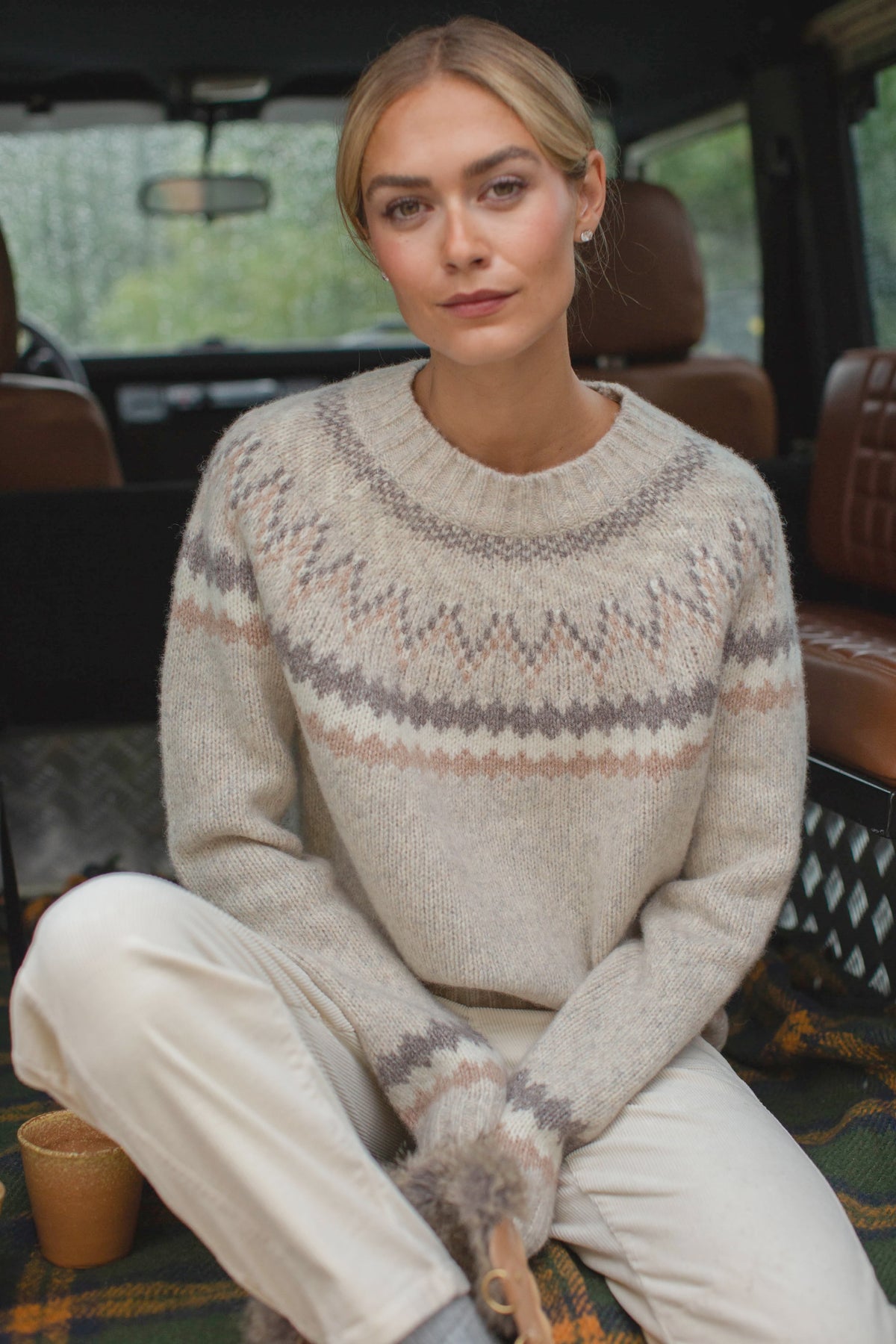 New England Crew in Ivory Heather