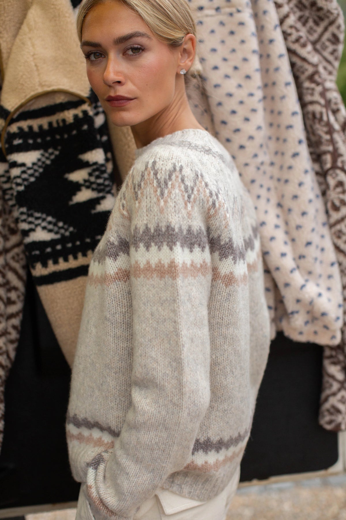New England Crew in Ivory Heather