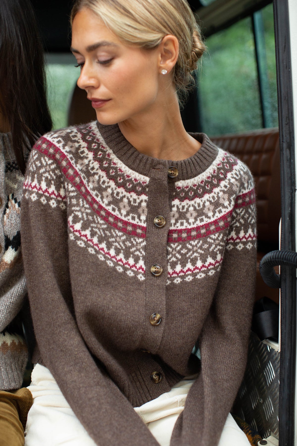 Louise Fair Isle Cardigan in Chocolate