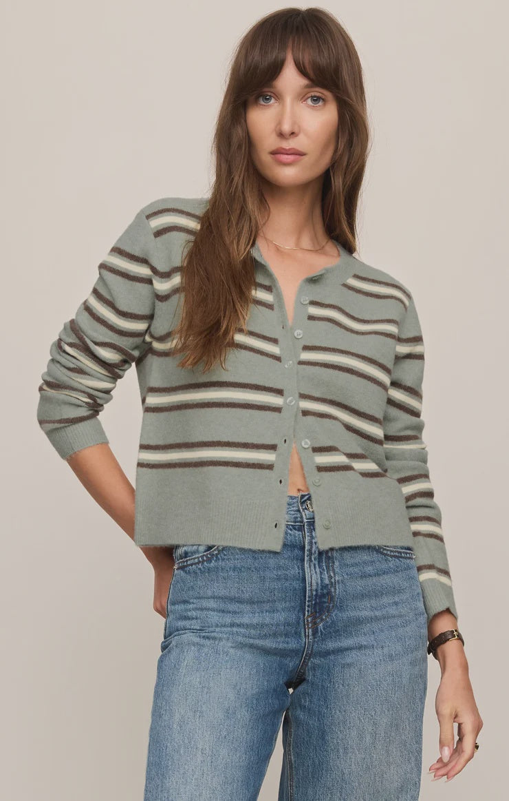 Medina Striped Cardigan in Aqua Cloud