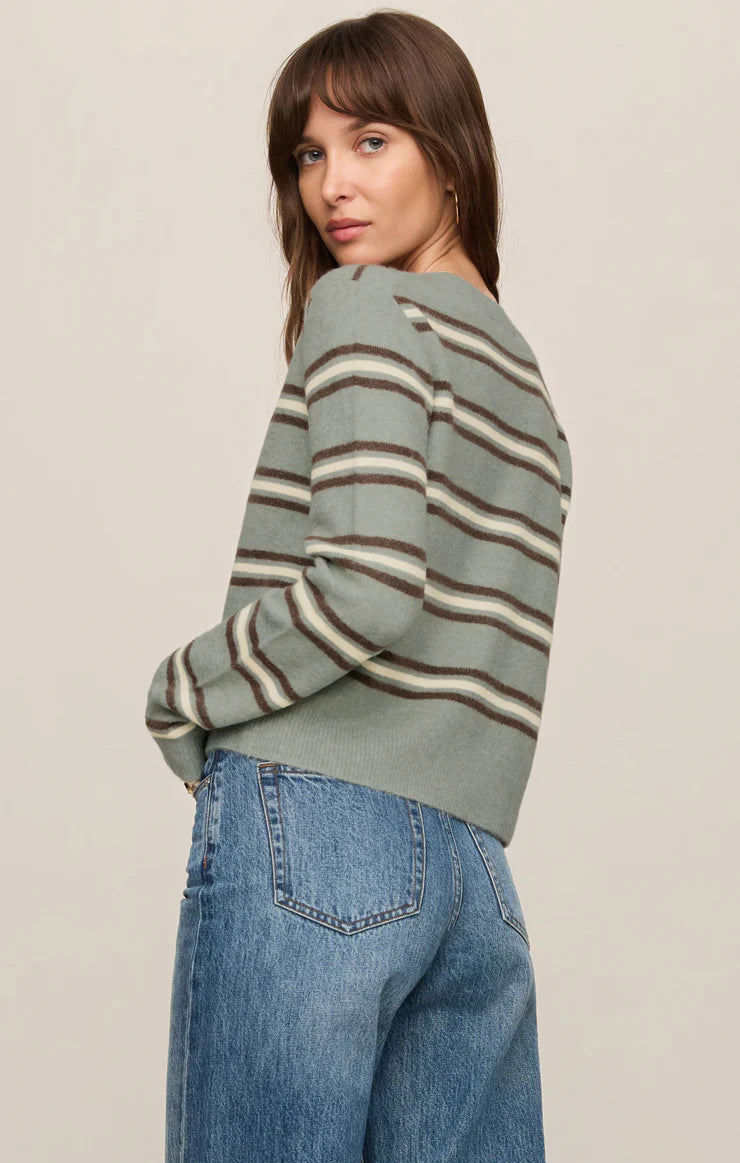 Medina Striped Cardigan in Aqua Cloud