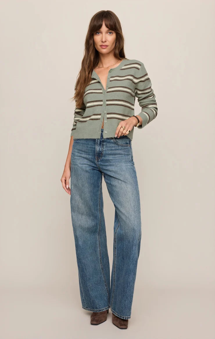 Medina Striped Cardigan in Aqua Cloud