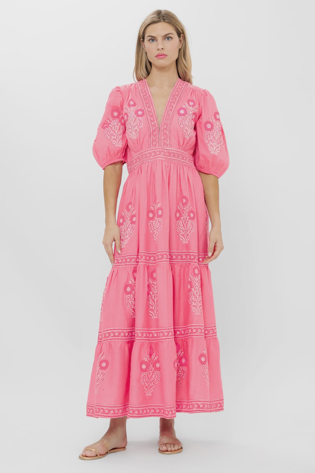 Raton Pink Puffed Maxi Dress