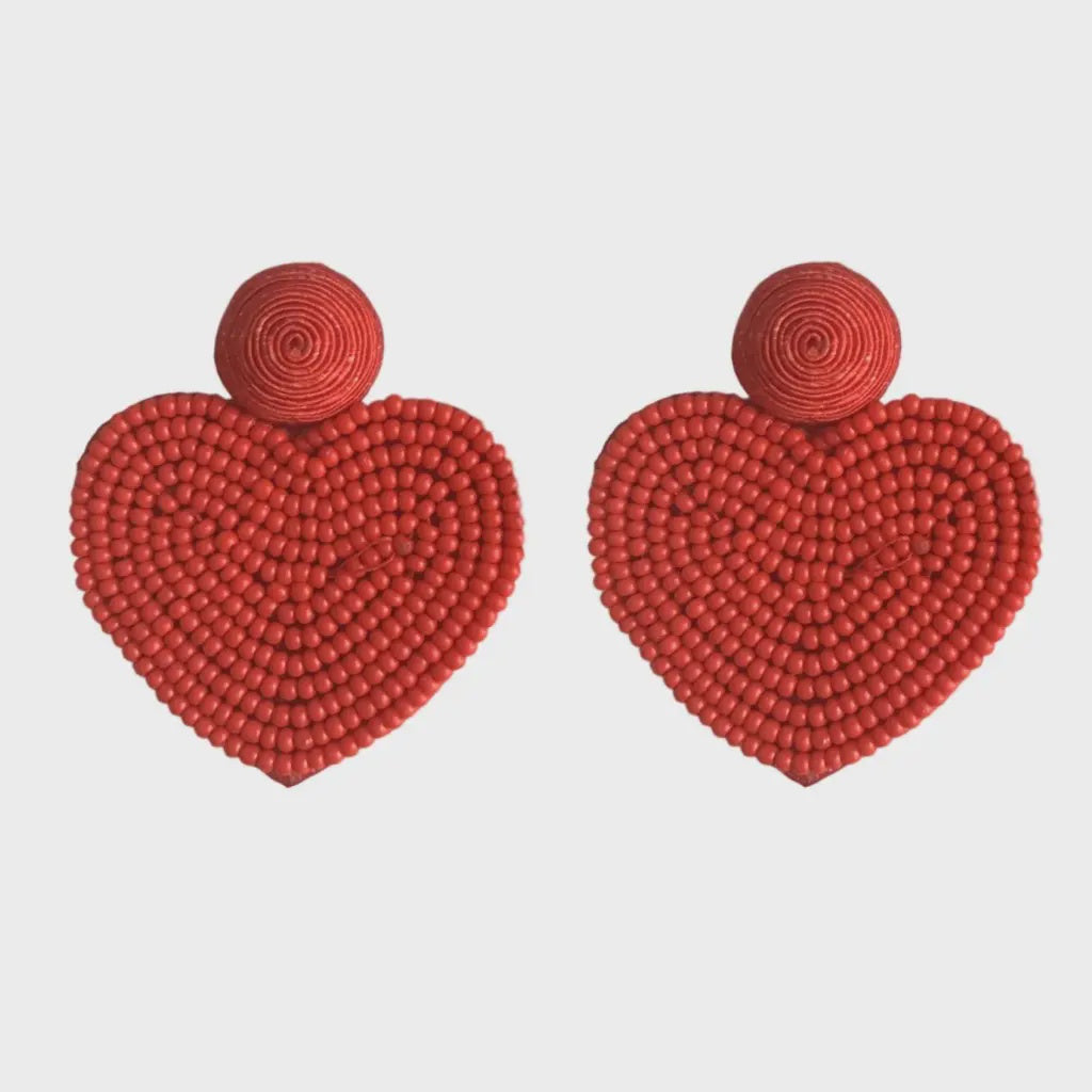 Valentines Beaded Heart Earrings