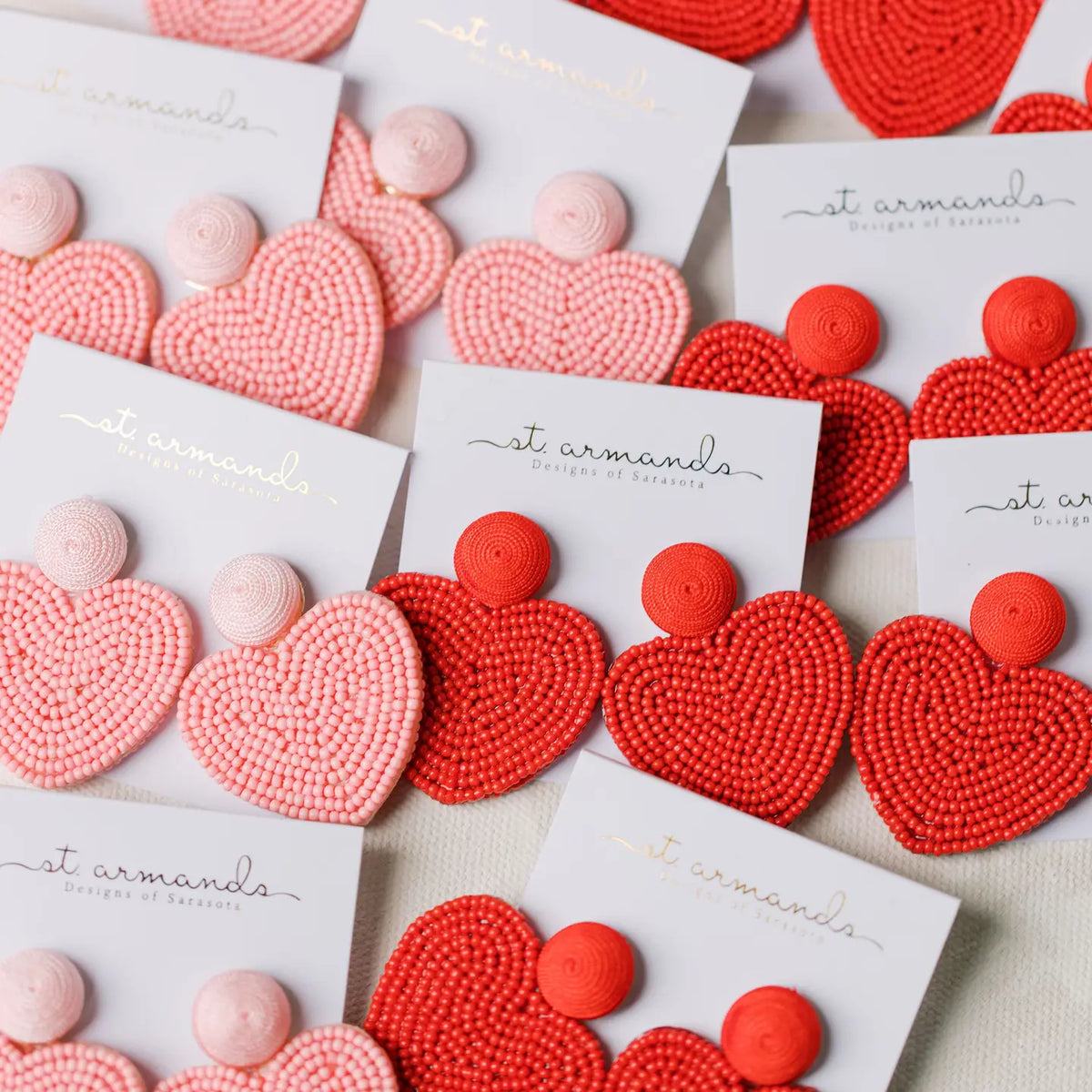 Valentines Beaded Heart Earrings