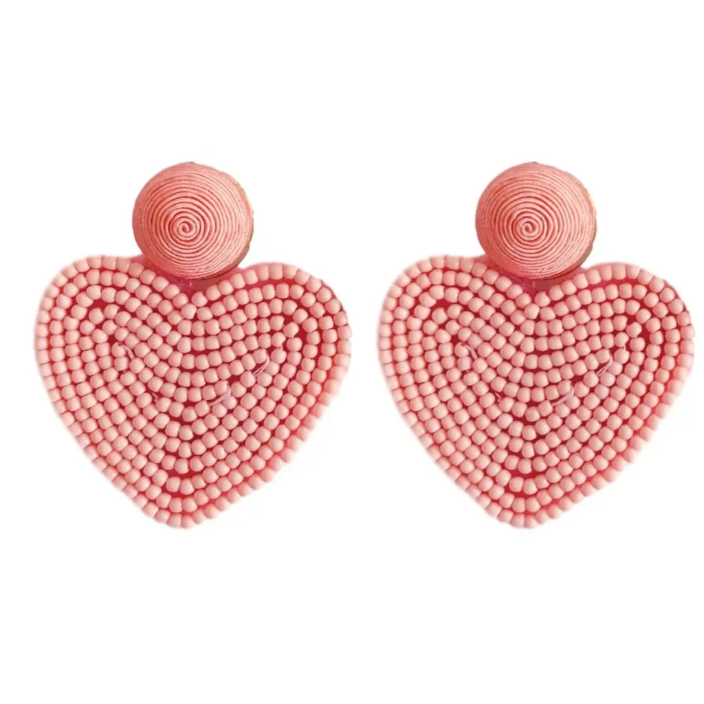 Valentines Beaded Heart Earrings