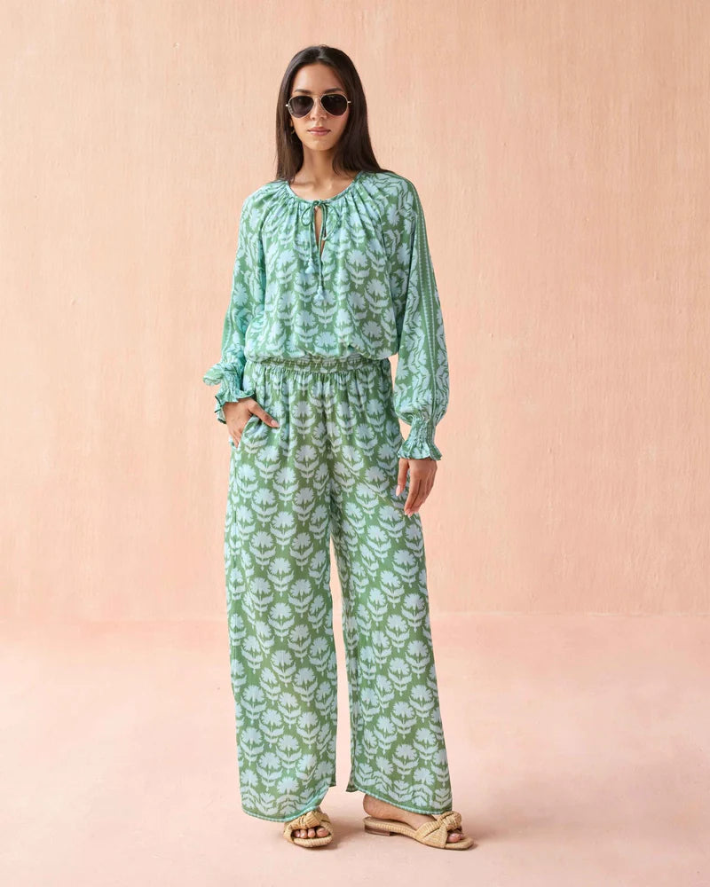 Riviera Blouse in Marlie Matcha by Omika