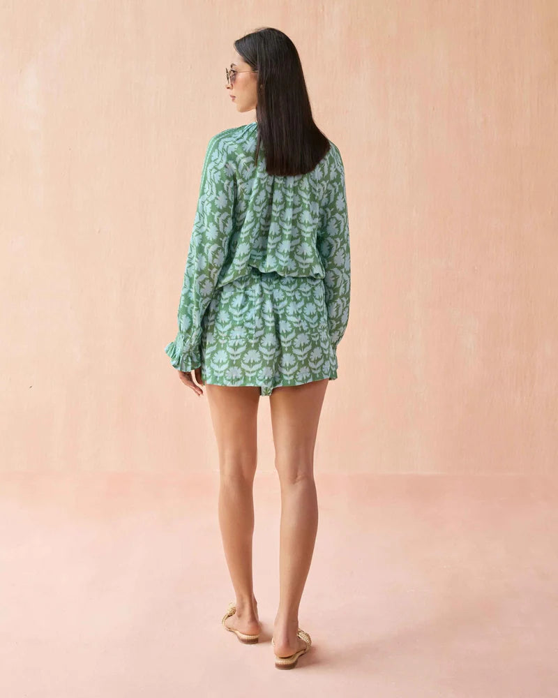 Riviera Blouse in Marlie Matcha by Omika
