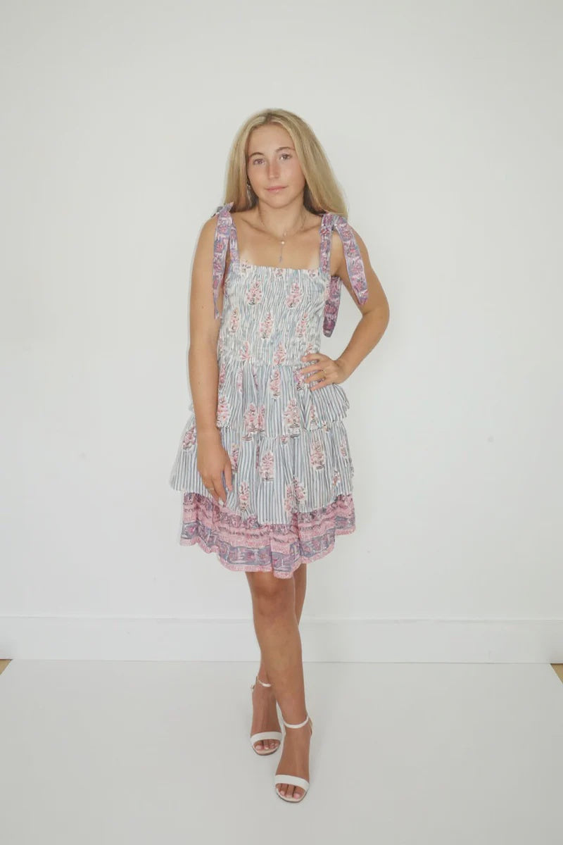 Skye Mini Dress in Blush Bay Stripe