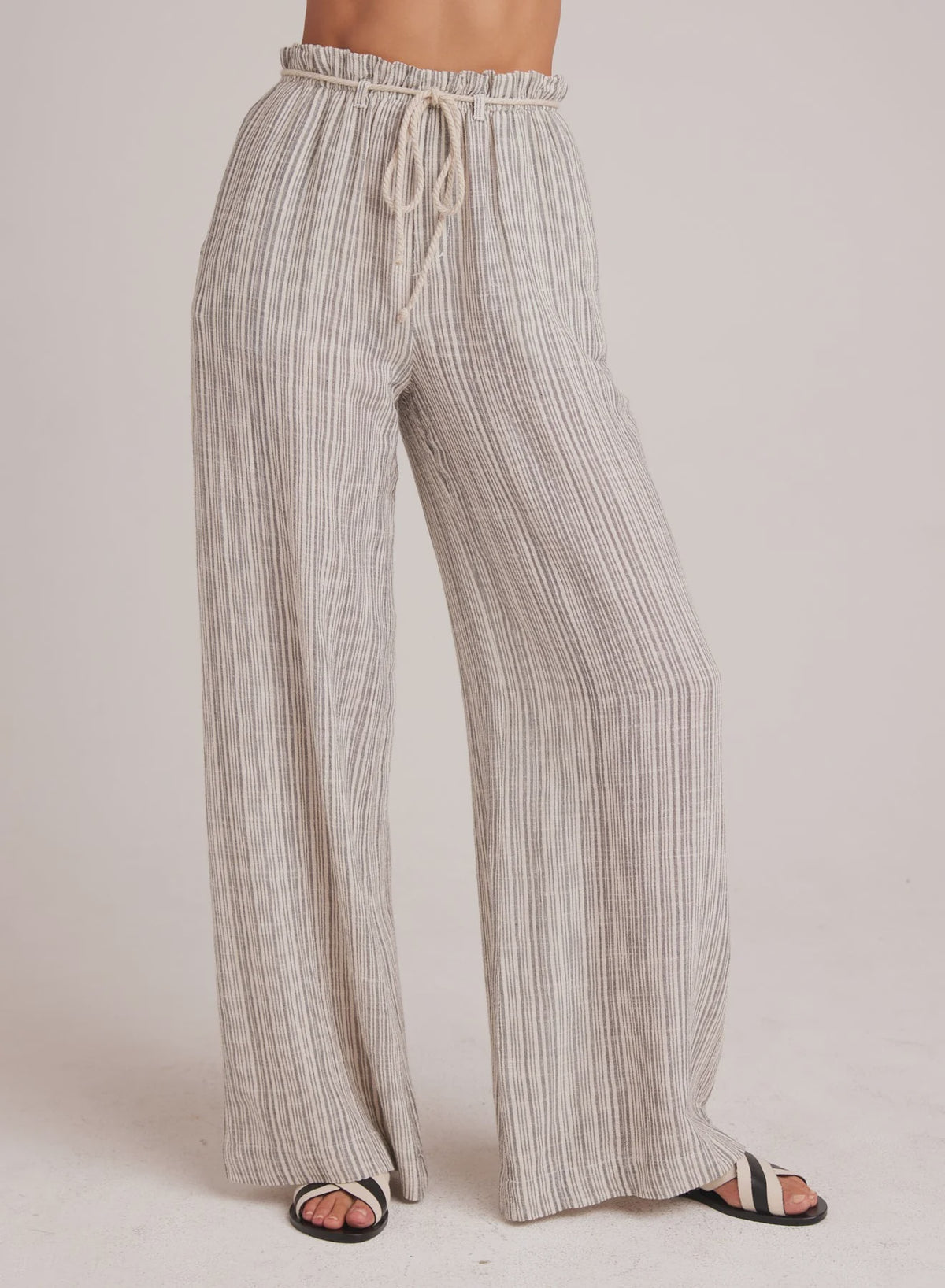 Slub Stripe Wide Leg Pant