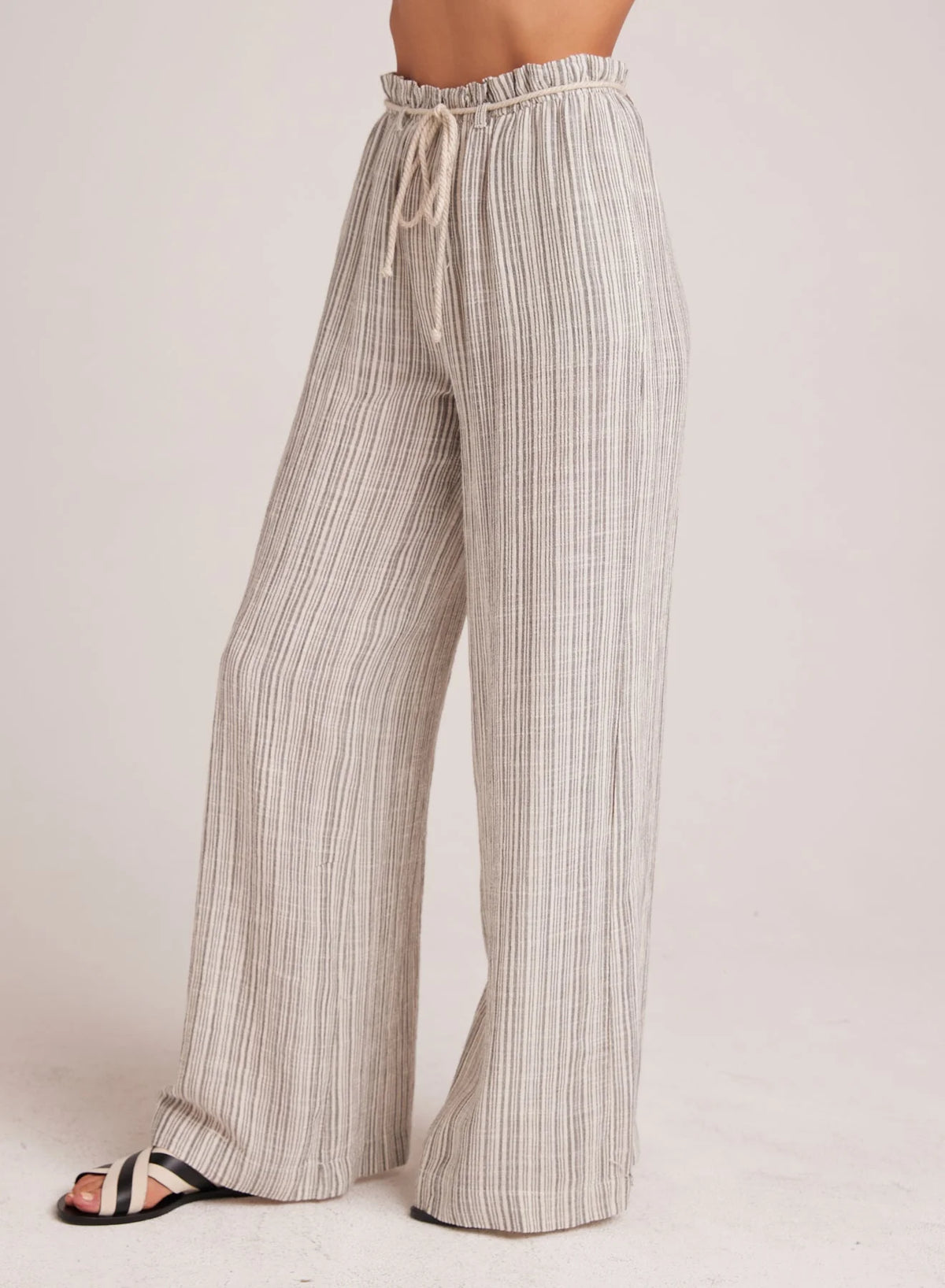 Slub Stripe Wide Leg Pant