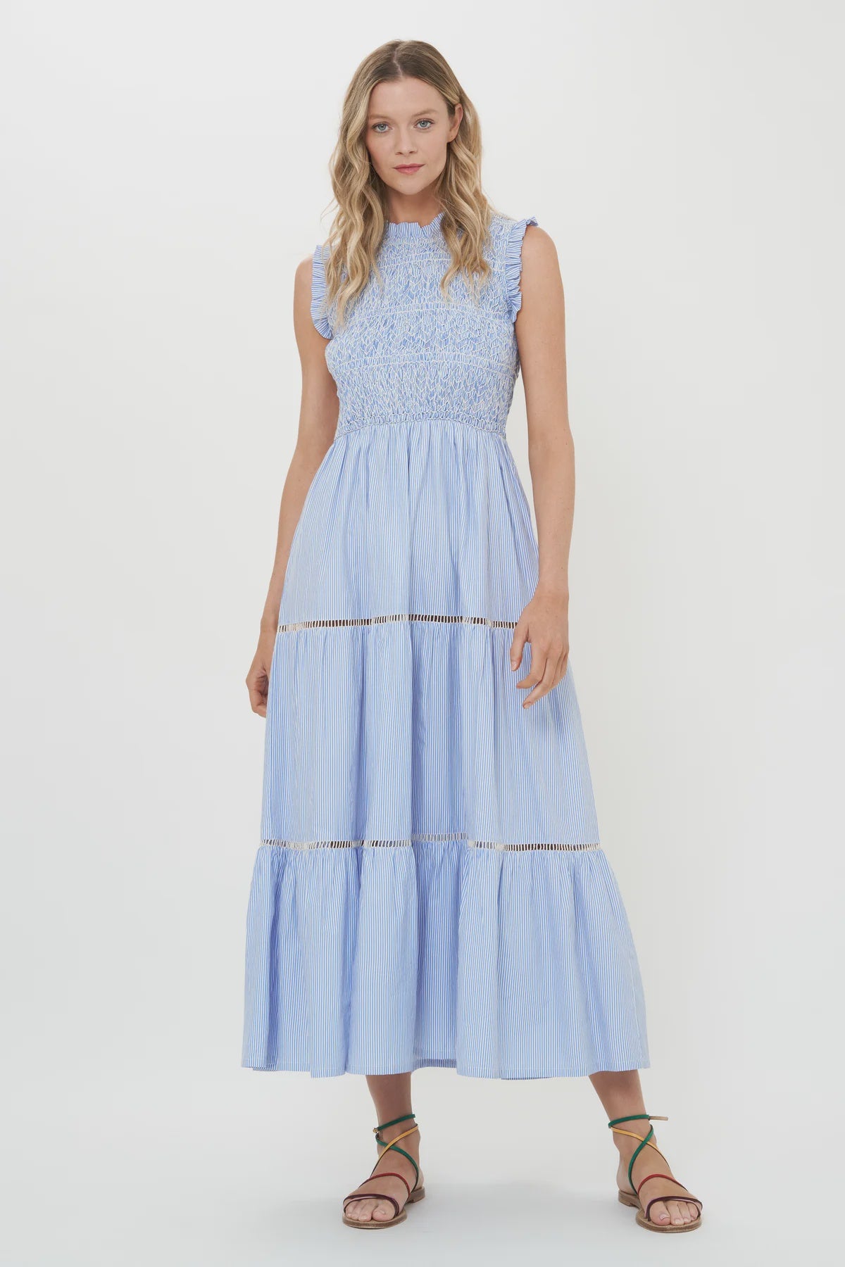 Sleeveless Smocked Maxi in Chatham Blue from Oliphant on sale at Waterlilyshop.com
