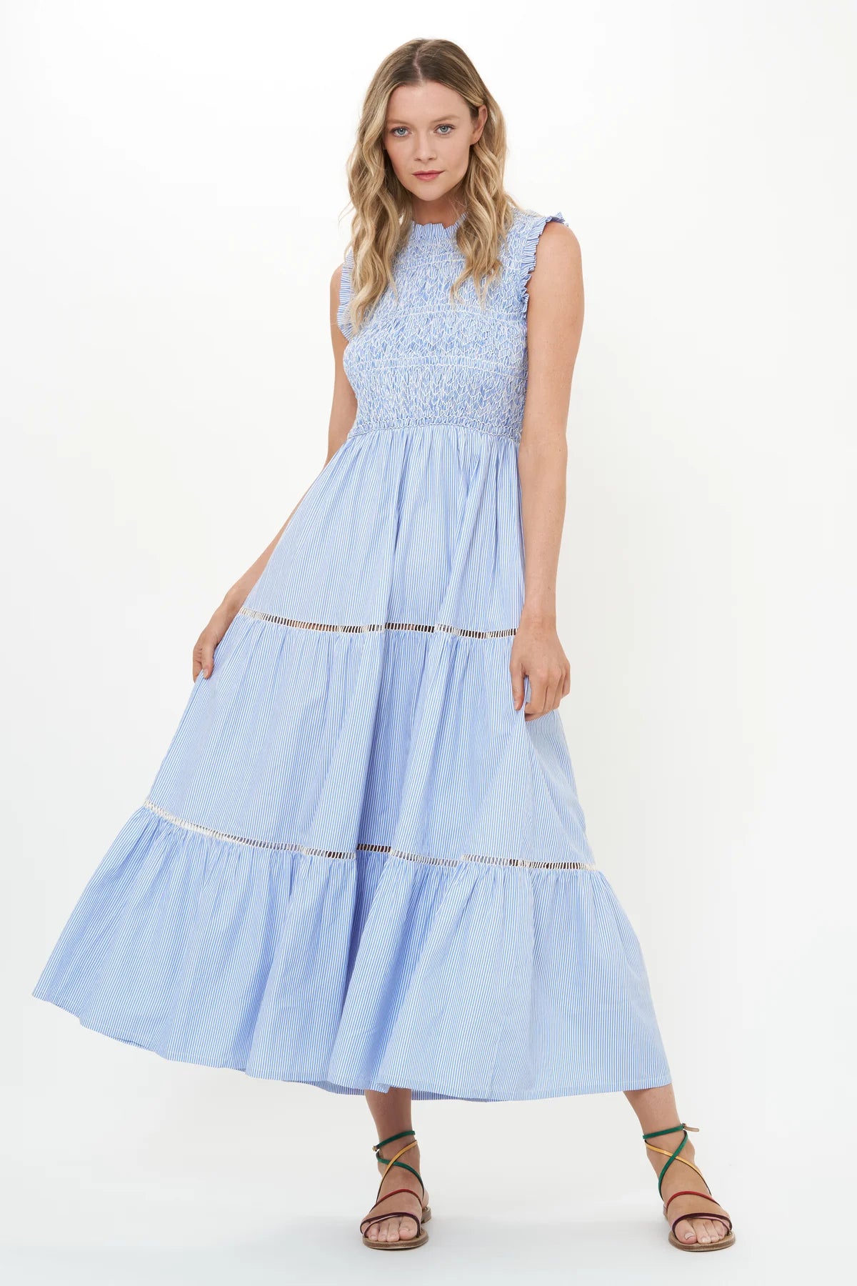 Sleeveless Smocked Maxi in Chatham Blue