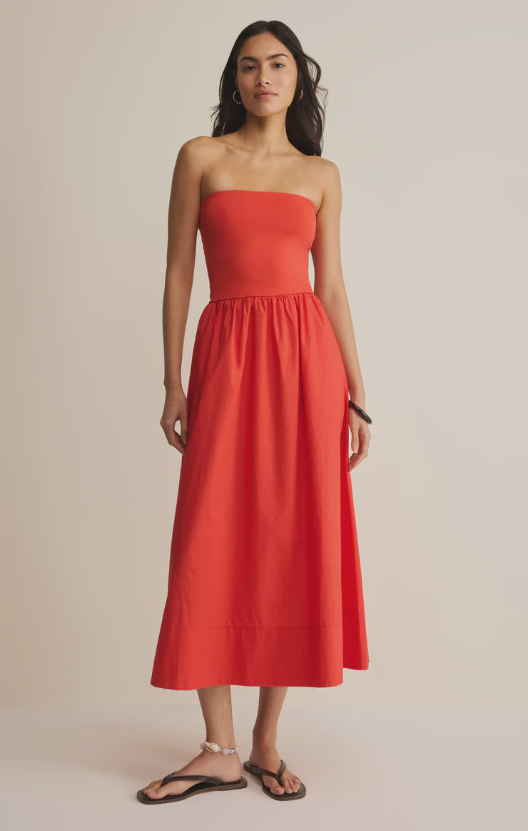 women's vienna strapless midi dress Sunsought Strapless Midi Dress