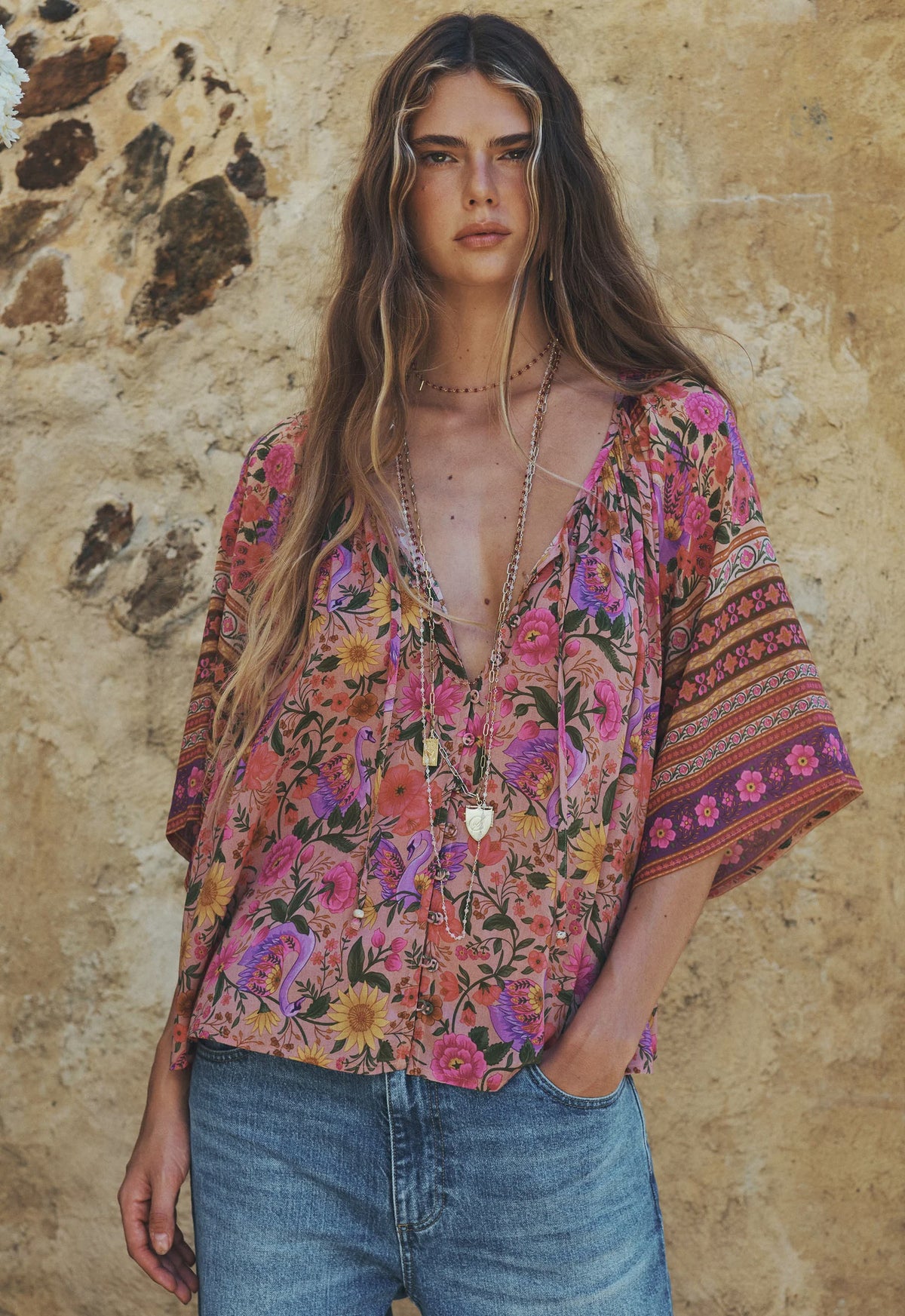 Swan Lake Flutter Sleeve Blouse